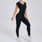 2026 Yoga Jumpsuit Fitness Sports Overalls Gym Clothing Set Wear Pilates Workout Clothes Women Short Sleeves Outfit Activewear