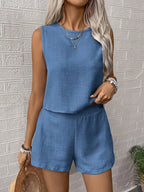 Summer Shorts Sets Women 2026 Fashion Sleeveless Loose Tank Tops And Short Pants Two Piece Sets Women Outfit Casual Femme Suit