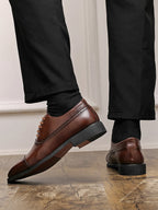 Oxfords Men Shoes Red Sole Fashion Business Casual Party Banquet Daily Retro Carved Lace-up Brogue Dress Shoes