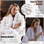 Ultra Soft Luxury Flffy Faux Rabbit Fur Blanket, Thick Winter Warm Throw Blankets, Plush Cozy Bubble Fleece Blankets Home Decor