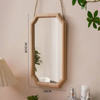 Retro Solid Wood Dressing Mirror Makeup Mirror Wall-mounted Bathroom Toilet Wall-mounted Punch-free Rectangular Bathroom Mirror