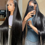 250 Density 40 44 Inch Bone Straight Hd Transparent 13x6 Lace Frontal Wig Brazilian 13x4 Hd Lace Front Human Hair Wigs For Women