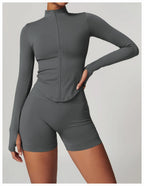 New Women Seamless Zipper Jacket Yoga Long Sleeved Gym Top Yoga Push Up Jacket Fitness Running Workout Sport Coat Women's Shirts