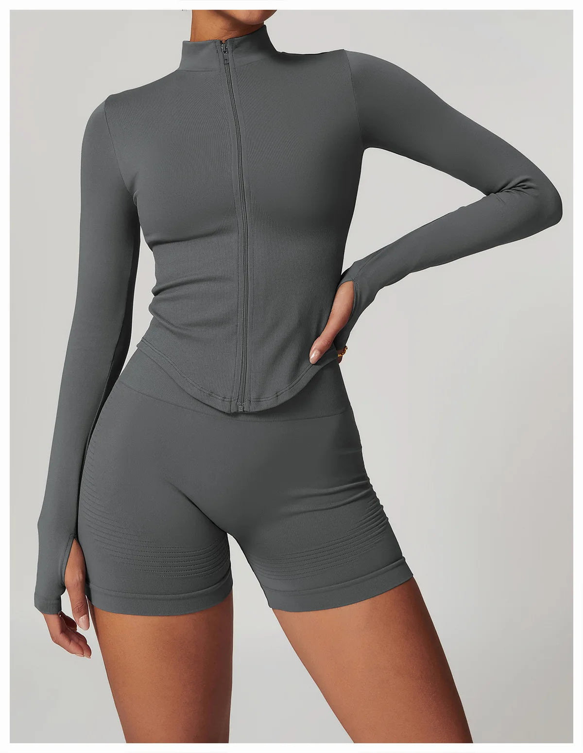 New Women Seamless Zipper Jacket Yoga Long Sleeved Gym Top Yoga Push Up Jacket Fitness Running Workout Sport Coat Women's Shirts