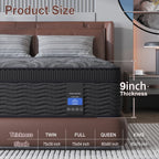 9" Twin Full King Queen Size Mattress in a Box Hybrid Spring Memory Foam,Euro Top Mattresses Medium Firm for Motion Isolat