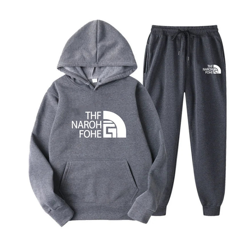 Men's and women's fashionable sports casual hooded sweatshirts and sweatpants, fashionable and simple printed sportswear