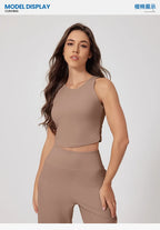 New Women Sportswear Yoga Set Sport Suit Gym Workout Clothes Gym Vest Crop Top High Waist Straight leg Pants Fitness Sports Wear