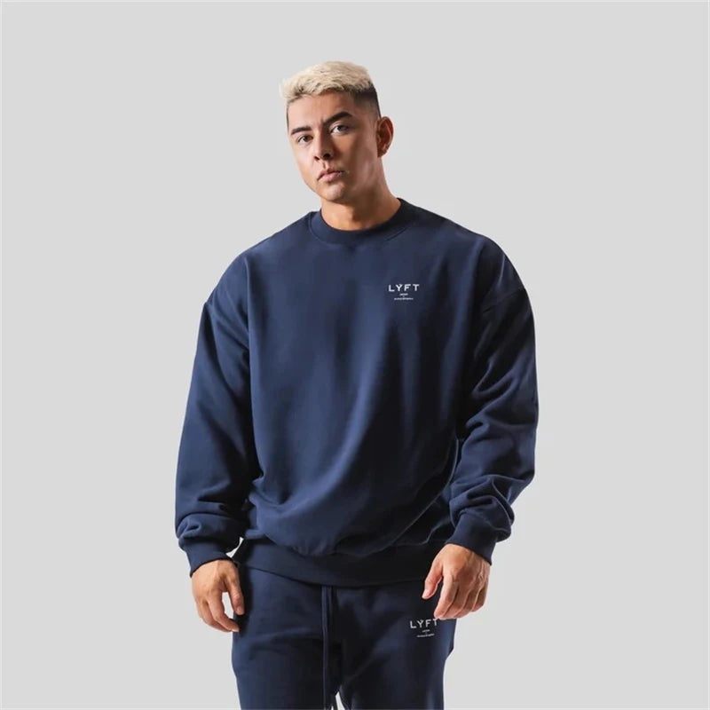 LYFT Classics Small LOGO Autumn Winter New O-neck Fleece Men Sweatshirt Loose Outdoor Sport Cotton Pullovers Multi Color Hoodies Secondary image
