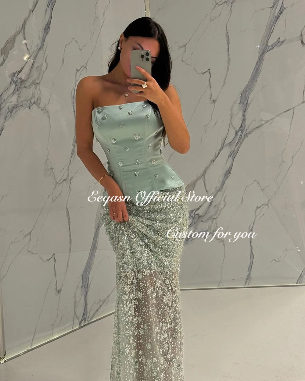 Elegant Dubai Strapless Evening Dress Long Mermaid Women Wedding Party Gown Formal Occasion Dresses Wed Customized 2026