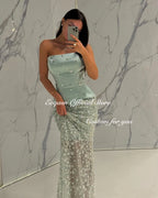 Elegant Dubai Strapless Evening Dress Long Mermaid Women Wedding Party Gown Formal Occasion Dresses Wed Customized 2026