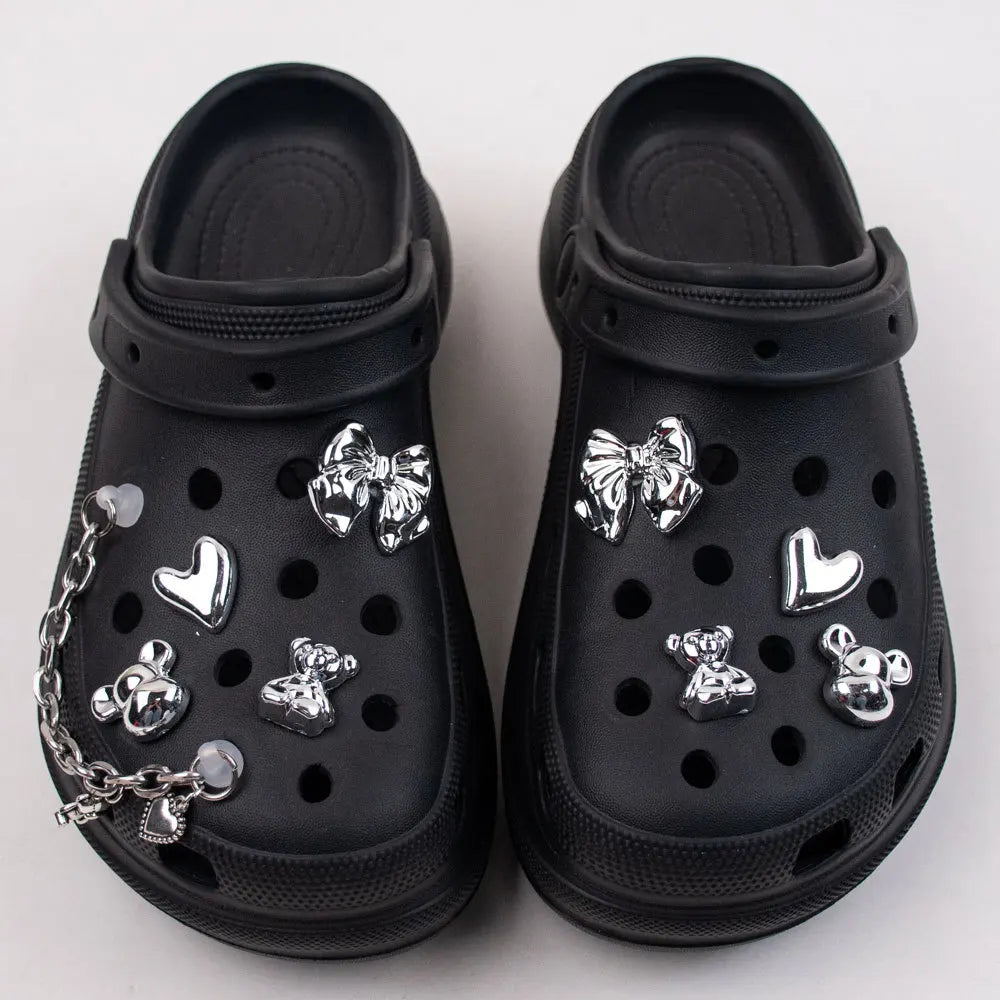 9PCS Summer Fashion Shoe Charms DIY Acrylic Butterfly Cartoon Bear Decoration Buckle for Clogs Shoe Charm Accessories