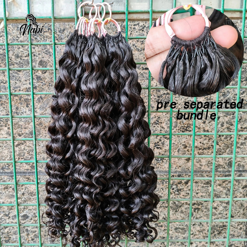 NABI Pre-Separated Crochet Human Hair Bundle Miracle Knots Braiding 14-18inch Water Wave Curly 100% Human Hair for Women