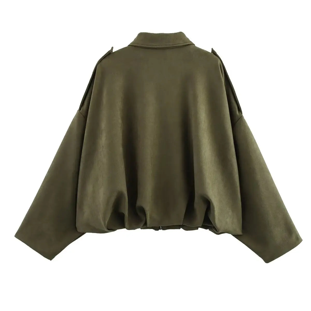 DUOPERI Women 2025 New Solid Bomber Jackets Lapel Neck Long Sleeves Female Elegance Chic Casual Jacket Tops Secondary image