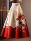 Vintage Red Flower Print Skirt for Women Y2k Slim Waist Mid-length Loose Faldas Mujer 2026 Spring New Skirt for Women