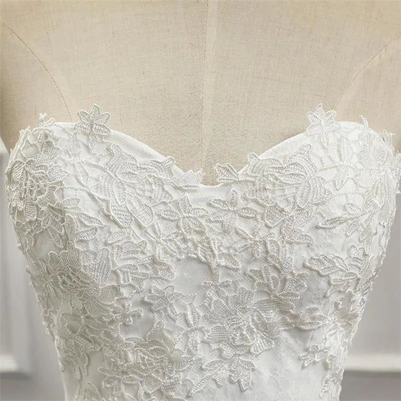 Vestidos Para Mujer Elegantes Para Boda New Strapless Slimming Fishtail Sweet Lace French Light Luxury Bride Light Wedding Dress