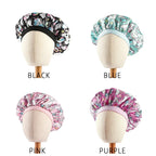 New Baby Unicorn Cartoon Print Satin Night Sleep Cap Elastic Wide Band Bonnet Hair Cover Hat Beanie Salon Bath Spa Shower Caps