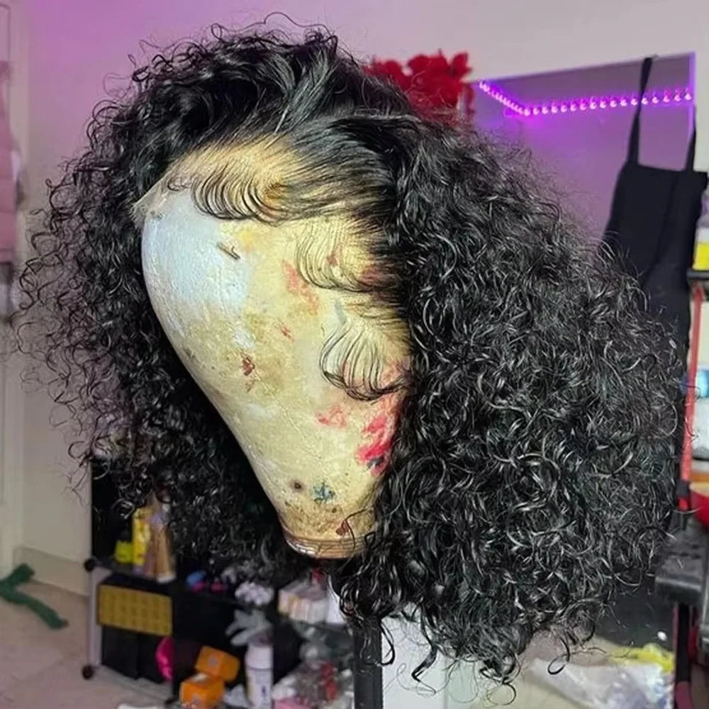 Short Bob Deep Wave Lace Frontal Wig PrePlucked 13x4 13x6 Lace Front Wig Peruvian Curly Human Hair Bob Wigs For Women and Girls