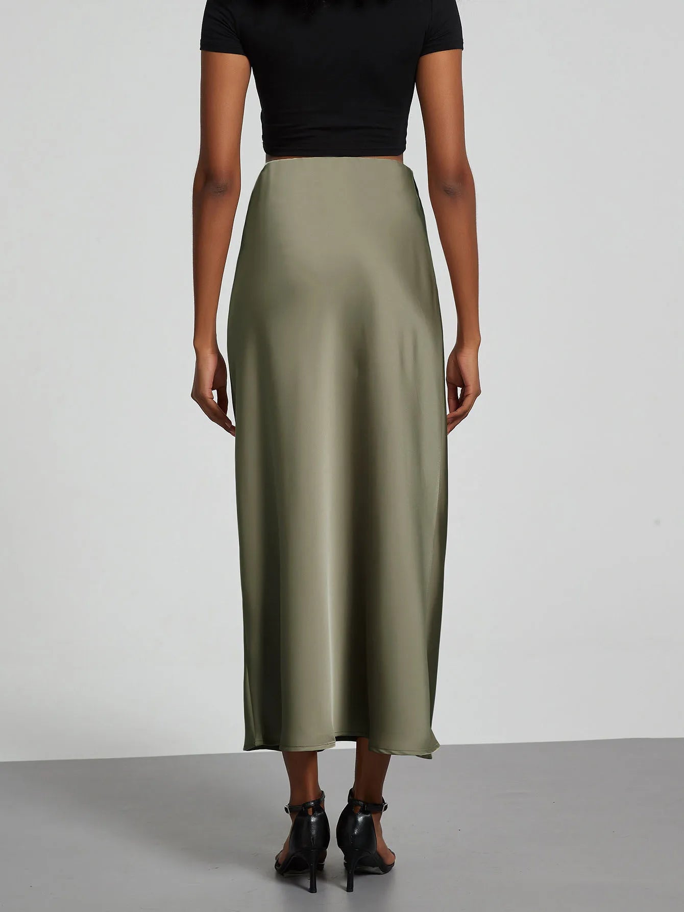 Fashion Satin Party Long Skirt High Waist Solid Color Casual Basic Women Skirts Fishtail Skirt Chic Summer Woman Clothing 2026