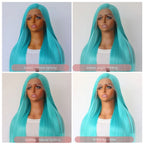 Mint Blue Color Synthetic Lace Front Wigs for Fashion Women 24 Inch Long Silky Straight Hair Mint Green Wig 13x4 HD Lace Front W