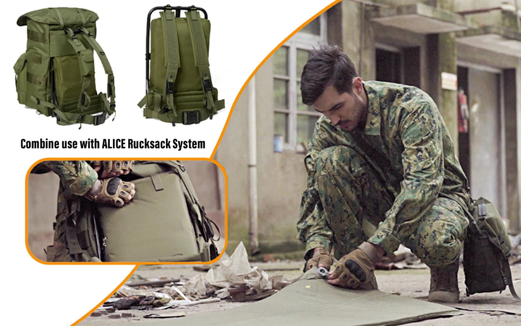 MT Military Army Alice Embedded Air Self-Inflating Camp Mat , ALICE Single Sleeping mat  for Outdoor Camping Olive Drab