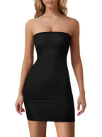 Sexy Black Strapless Bodycon Dress for Women Club Party Evening Gown