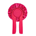 Kids Satin Bonnet Sleep Hat Wide Elastic Band Ribbon Sleeping Cap Boy Girls Flower Printed Silk Shower Cap