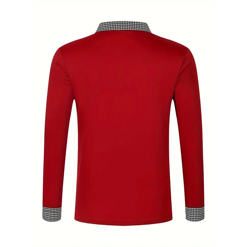 Spring and Autumn Men's Long Sleeve Polo Shirt Classic Business Office T-shirt Male Street Casual Fashion Solid Color Top