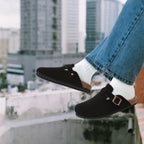 Comwarm Fashion Men's Suede Mules Slippers New Women Clogs Cork Insole Sandals With Arch Support Outdoor Beach Slides Home Shoes