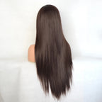 Voguequeen Platinum Blonde Synthetic Lace Front Wigs Silky Straight Heat Resistant Fiber Daily Wear For Women