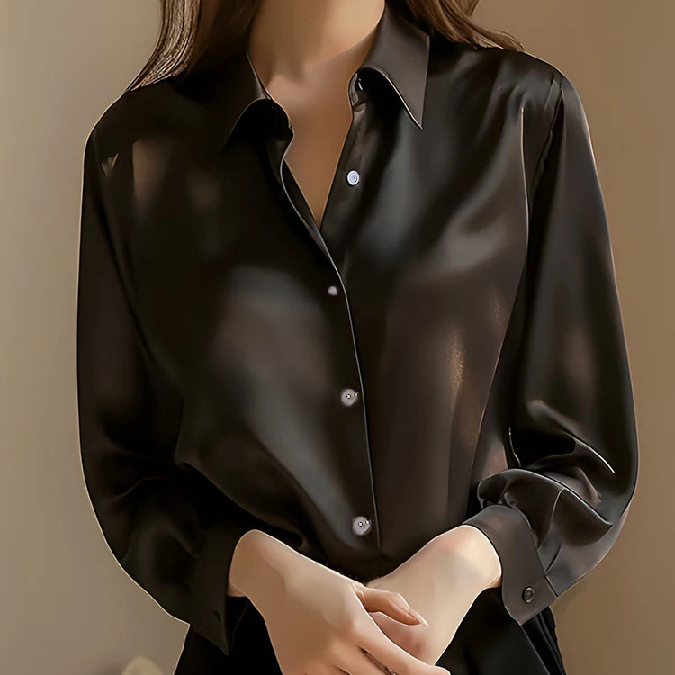 2026 Summer Trend Fashion Women's Casual Elegant Satin Long Sleeved Shirt Office Women's Shirts And Blouses Slim Femal Clothes
