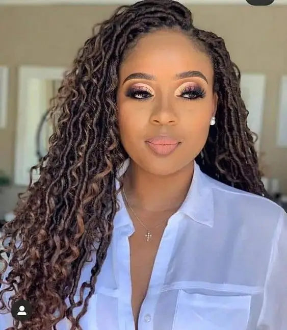Synthetic Goddess Locs Crochet Hair Braids Curly Faux Locs Braiding Hair Extensions Wig For Women Black Hippie Boho Style