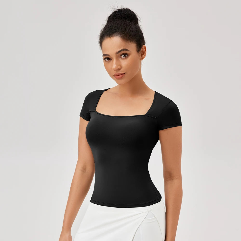 Yoga Tops Women Gym Training Sport Tops Quick-Dry Yoga Shirts Short-sleeved Outdoor Running Fitness Casual Sports T-shirt