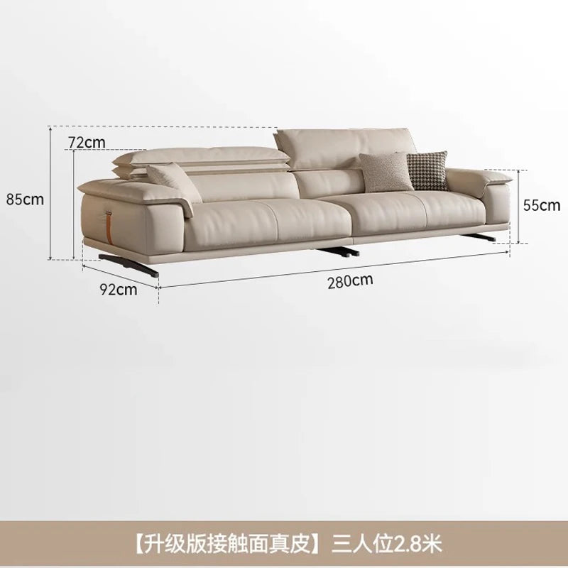 Genuine Leather Italian Living Room Sofa Luxury Lounge Designer Minimalist Sofa Modern Family Muebles Home Furniture Accessories