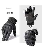 PU Leather Full Finger Tactical Touch Screen Gloves Hiking Cycling Training Climbing Airsoft Hunting Non-slip Protective Gear