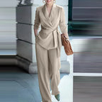 ZANZEA Elegant Office Lady Blazer Suits Women Classy Tied Waist Top and Pant 2pcs Outfit Streetwear Trend Commute Pant Sets 2025