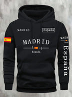Spanish flag madrid printed Autumn and Winter Warm Cotton Men's Fleece Oversized Hoodie Outdoor Commuter Men's High Elastic top