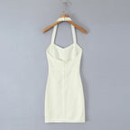 Sexy Elegant Backless Halter Mini Dress Women Autumn Knit Bodycon Dresses Night Out Party Robe