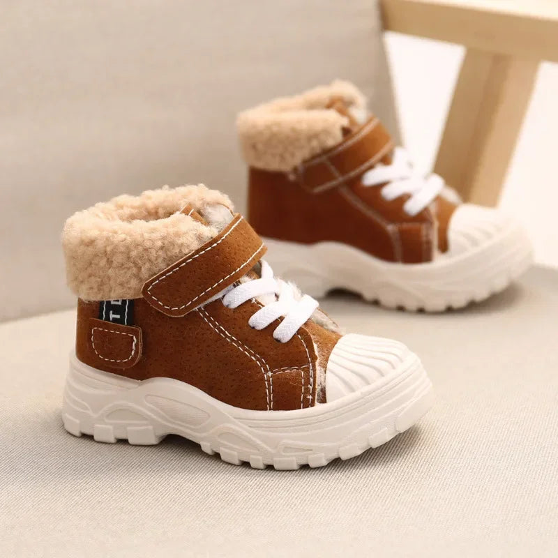 2021 Children Warm Boots Winter New Boys Plus Thicken Velvet Cotton Shoes Girls Waterproof Short Boots Baby Cotton Boots Main image