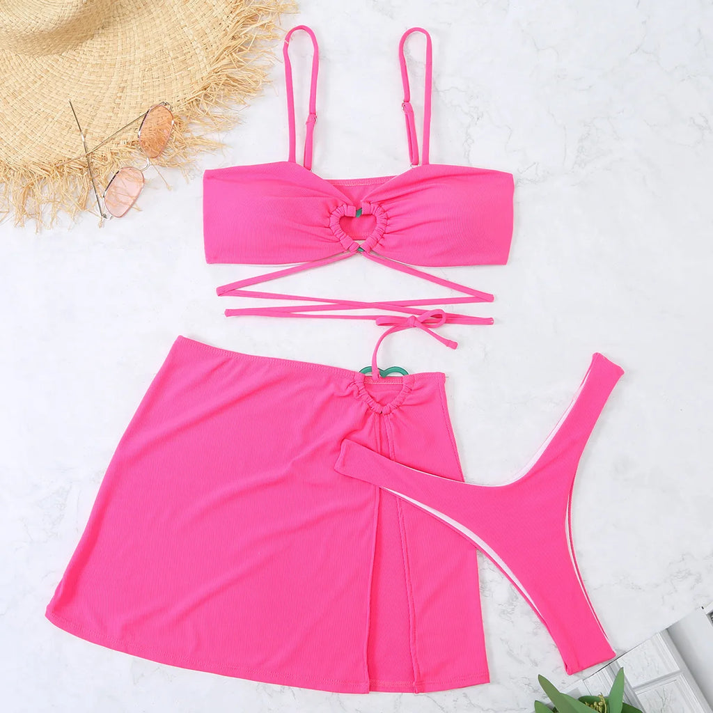 Brazilian Thong Bikini 2022 Women With Skirt Sexy Swimwear Female Padded Swimsuit Push Up Beachwear Bathing Suit Biquini Summer