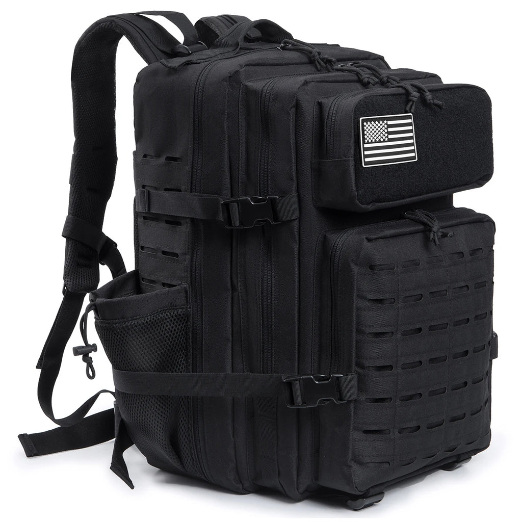 45L Large Capacity Tactical Hunting Backpack For Men With MOLLE Webbing System Dual Cup Holders Outdoor Survival Hiking Camping Rucksack For Wilderness Trip Travel Daily Work Commute Outdoor Camping Activities Gear Storage Ba