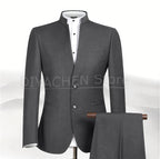 2025 New Style Men Chinese Tunic Collar Bridegroom Suit Formal Wear Dress Slim Fit Mens Suits Groom Wedding Blazer Costume Homme