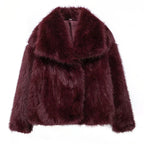 HXAO 2024 Woman Autumn Winter Faux Fur Coat Plush Fluffy Women's Jacket New in Outerwears White Red Gray Black Wool Blends Coats