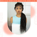 Handmade Cornrow Braided Wigs 30inch Synthetic Full Lace Kontless Braids Wigs Lace Frontal Box Braided Lace Wigs for Black Women