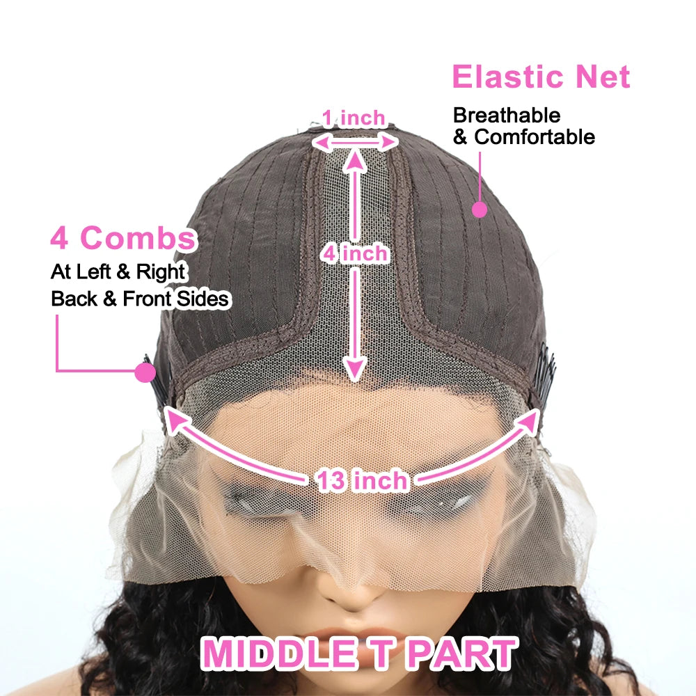 Kinky Curly Human Hair Bob Wig Water Lace Front original Human Hair Wigs For Women PrePlucked Brazilian 13x4 Lace Frontal Wig