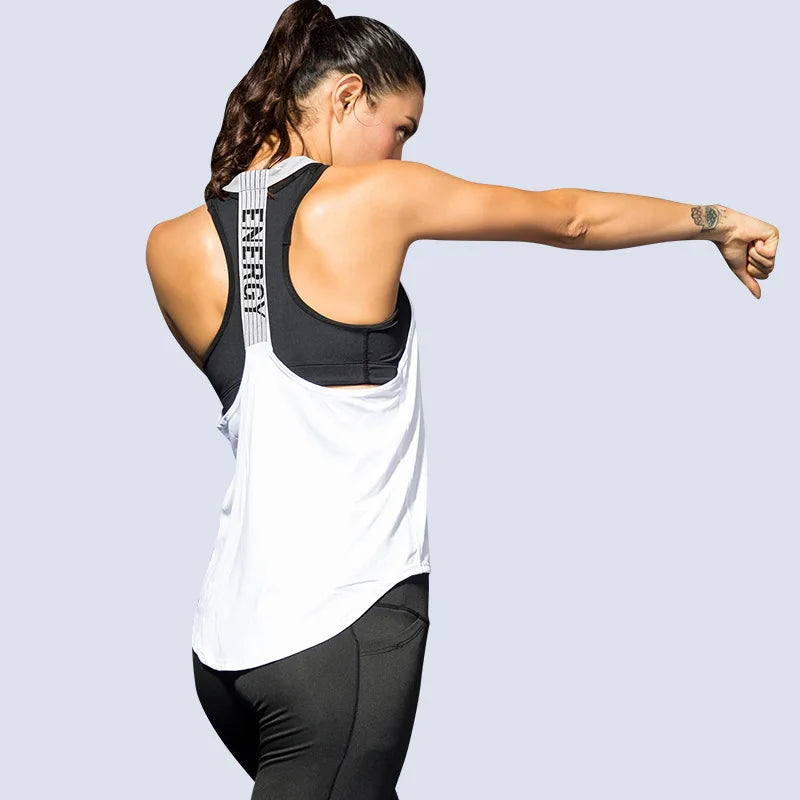 Women Gym Tops Black Sleeveless Yoga Top Women Fitness Shirt Gym Vest Running workout Sports Tops Letter Backless Shirt Secondary image