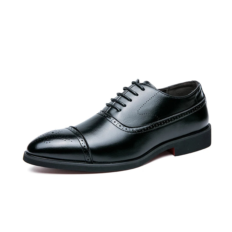 Oxfords Men Shoes Red Sole Fashion Business Casual Party Banquet Daily Retro Carved Lace-up Brogue Dress Shoes Secondary image