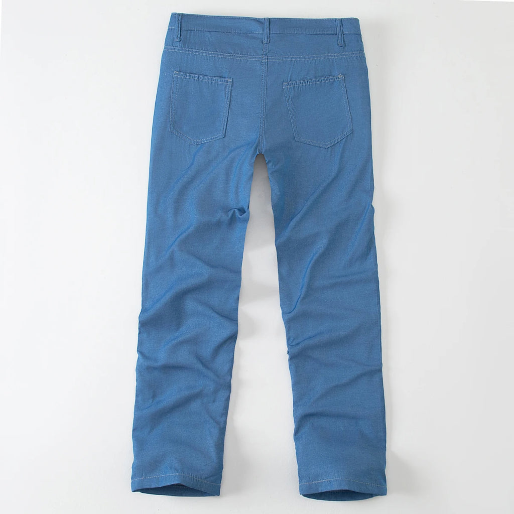 Men's summer slim fit soft blue imitation jeans comfortable casual youth pants outdoor versatile slim fit handsome slim fit pant
