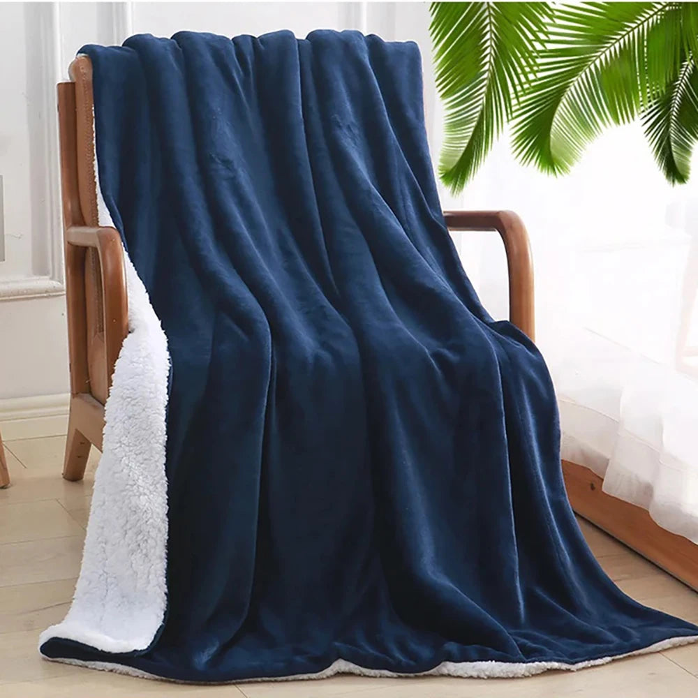 1Pc 130X160cm Sherpa Fleece Blanket Thicken Soft Warm Bed Sofa Throw Blankets Microfiber Winter Bed Blanket for Camping
