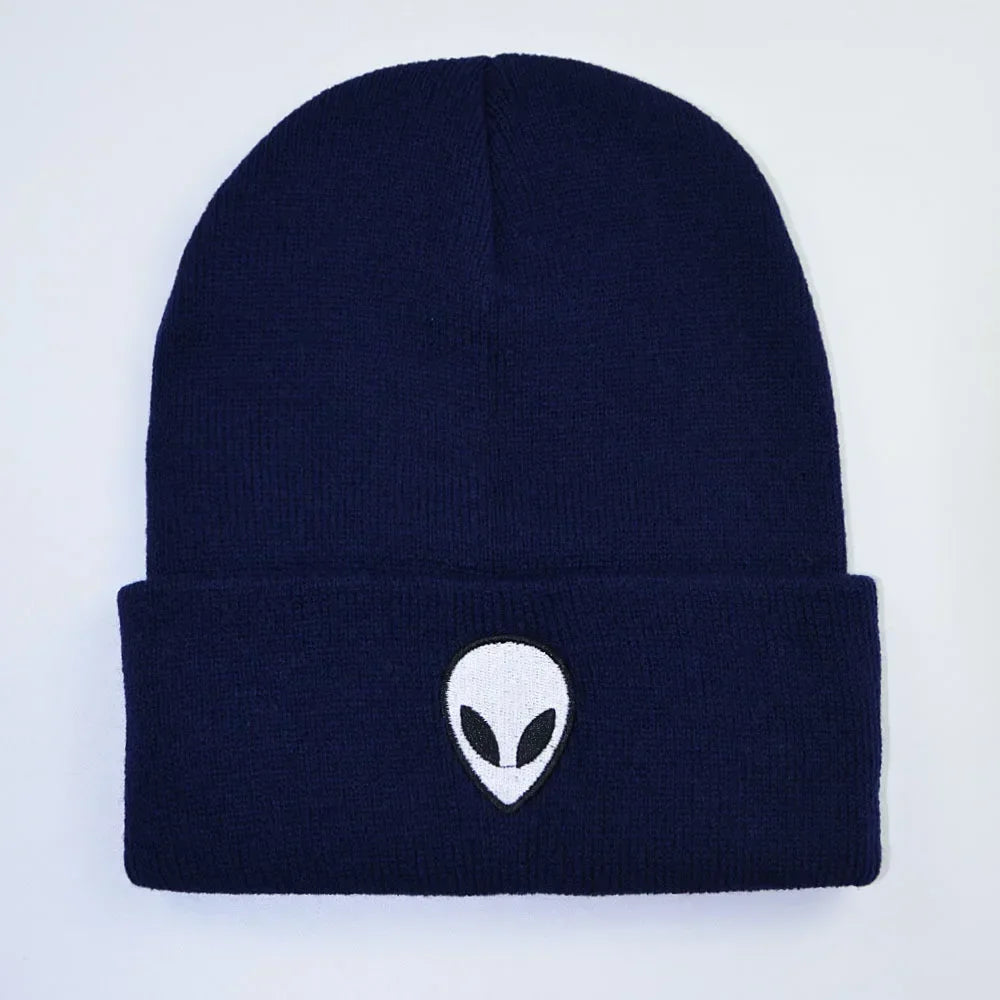 Knitted Beanies Hats Lovely Alien Ghost Skull Embroidery Cap for Autumn Winter Men Cap Warm Melon Cap Street Head Women Gifts