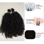 Kinky Curly Feather Crochet Braid Human Hair Extensions Knotless Pre-Separated Crochet Hair Extensions Human Hair Natural Color
